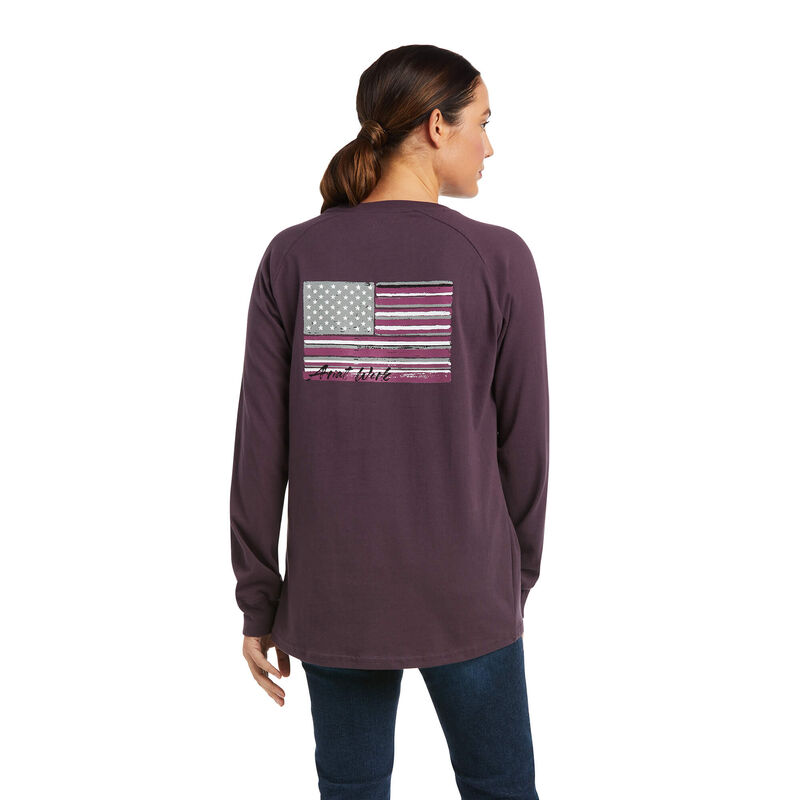 Ariat Rebar Cottonstrong Brand Flag - Naisten Violetit T-Paidat ( XRLBMK-476 )